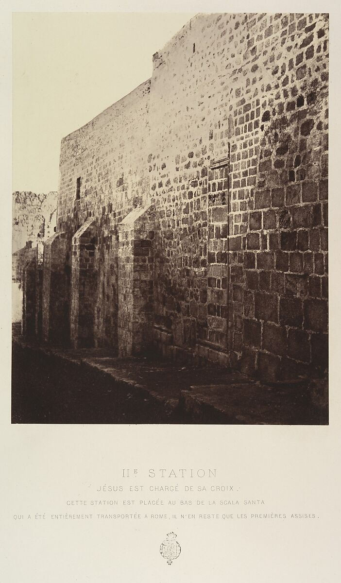 IIe Station. Jésus est chargé de sa croix. Cette Station est placée au bas de la scala santa qui a été entièrement transportée à Rome, il n'en reste que les première assises, Louis de Clercq (French, 1837–1901), Albumen silver print from paper negative 