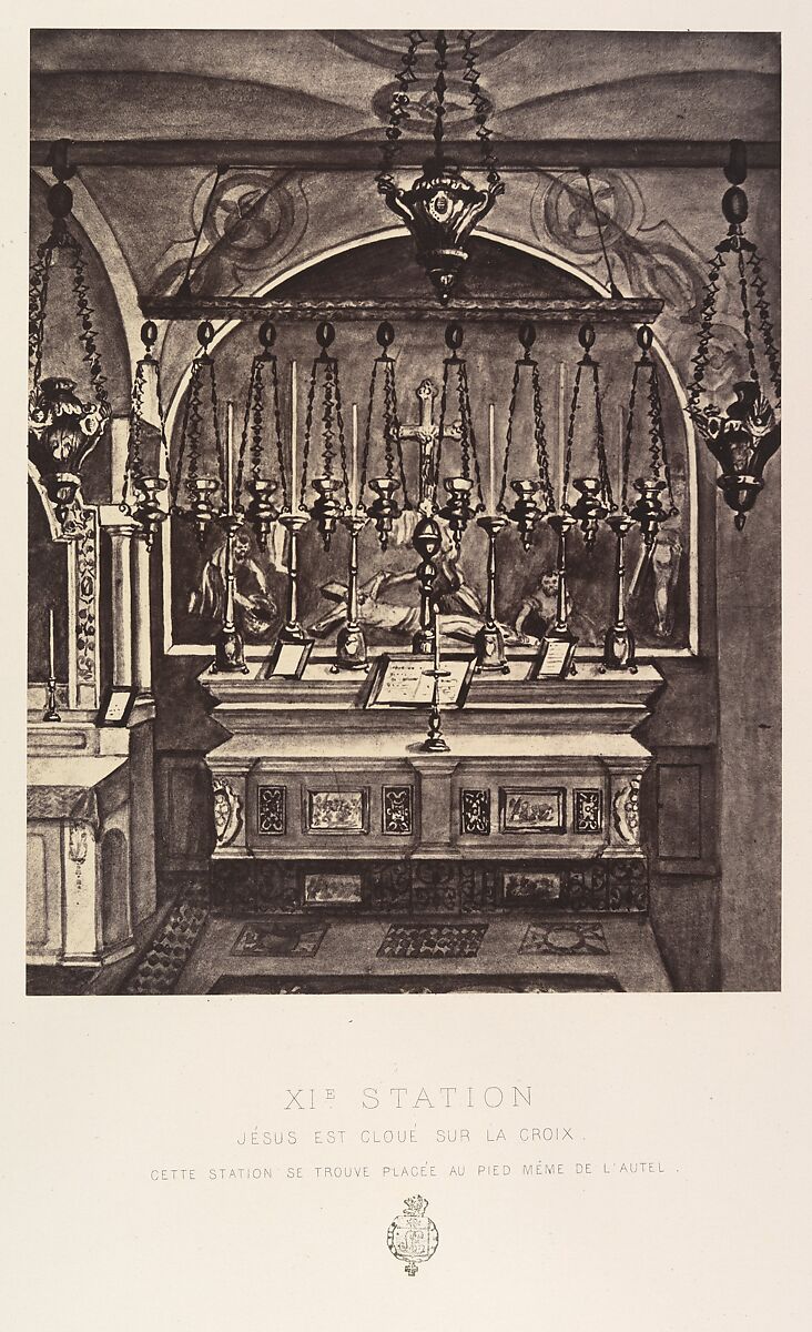 XIe Station. Jésus est cloué sur la croix. Cette station se trouve placée au pied même de l'autel., Louis de Clercq (French, 1837–1901), Albumen silver print from paper negative 