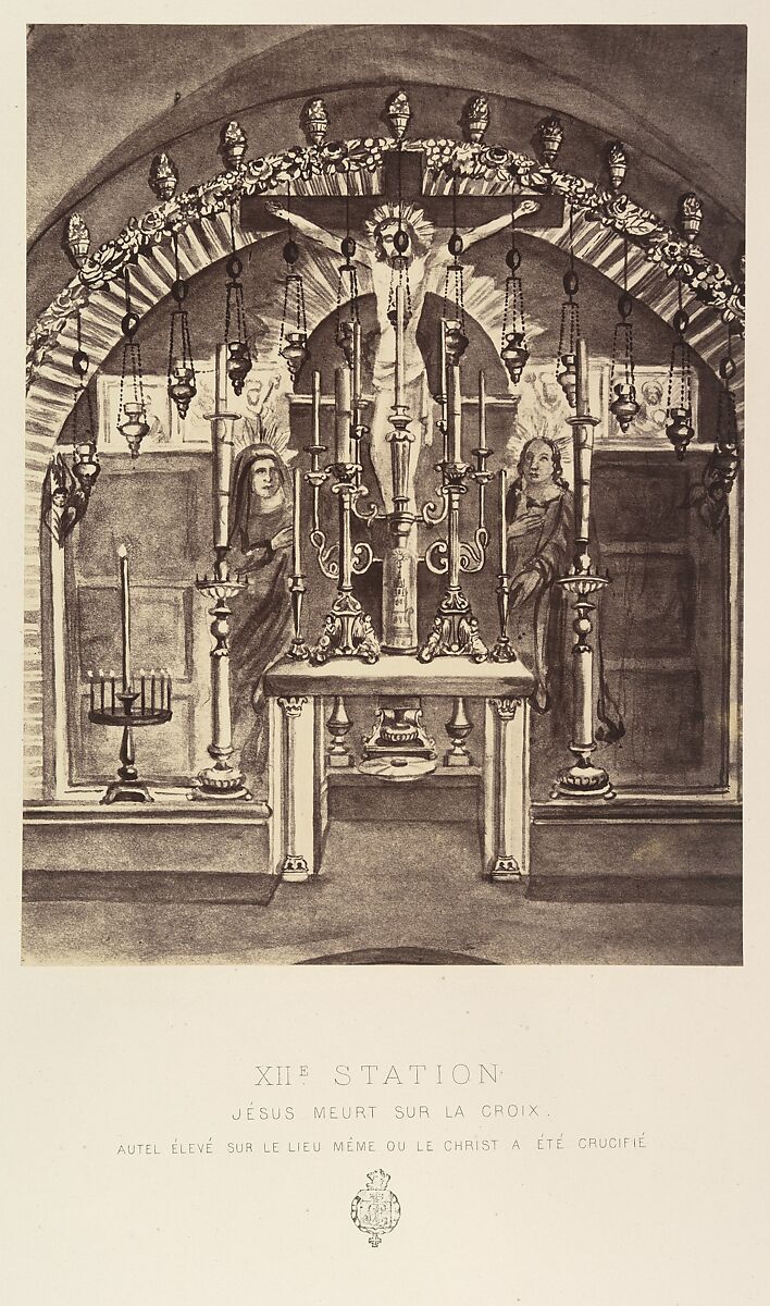 XIIe Station. Jésus meurt sur la croix. Autel élevé sur le lieu même ou le Christ a été crucifié, Louis de Clercq (French, 1837–1901), Albumen silver print from paper negative 