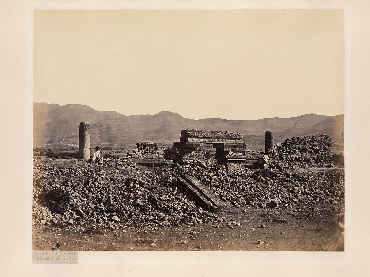 Second Palace at Mitla, Mexico., Désiré Charnay (French, 1828–1915), Albumen silver print from glass negative 