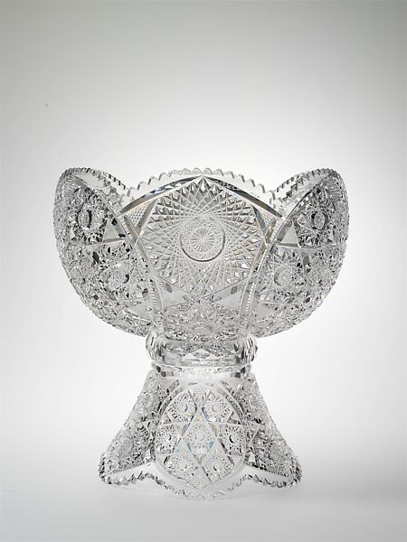 Punch bowl, Attirbuted to C. Dorflinger and Sons (American, White Mills, Pennsylviania, 1881–1921), Blown and cut glass, American 