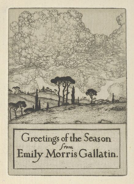 Greetings of the Season from Emily Morris Gallatin, Ernest Haskell (American, Woodstock, Connecticut 1876–1925 West Point, Maine), Etching and engraving 
