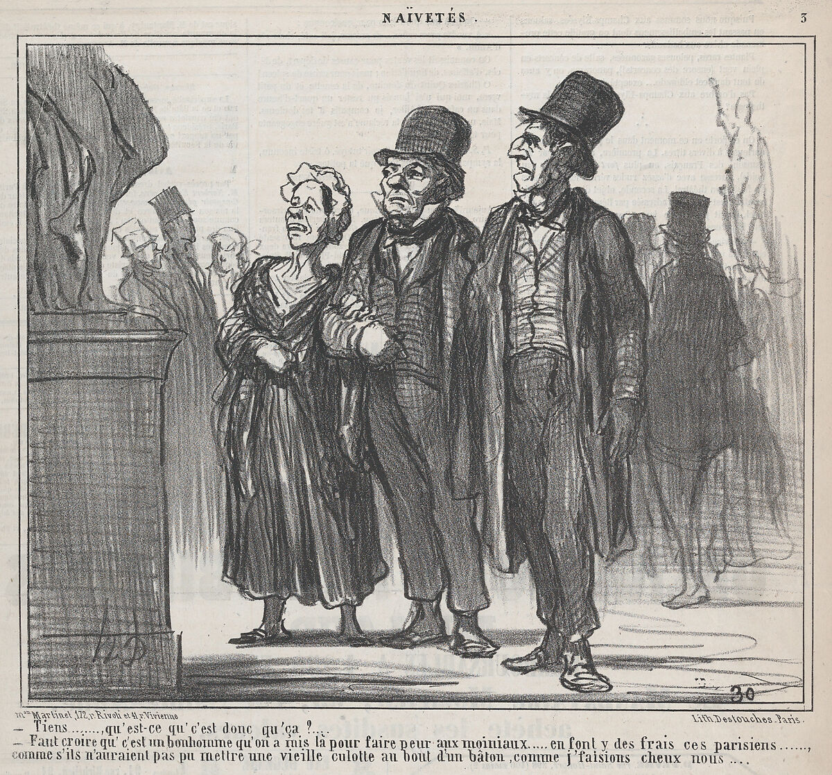 Tiens..., qu' est-ce qu' c'est donc qu' ça?..., from Naïvetés, published in Le Charivari, April 15, 1859, Honoré Daumier (French, Marseilles 1808–1879 Valmondois), Lithograph on newsprint; second state of two (Delteil) 