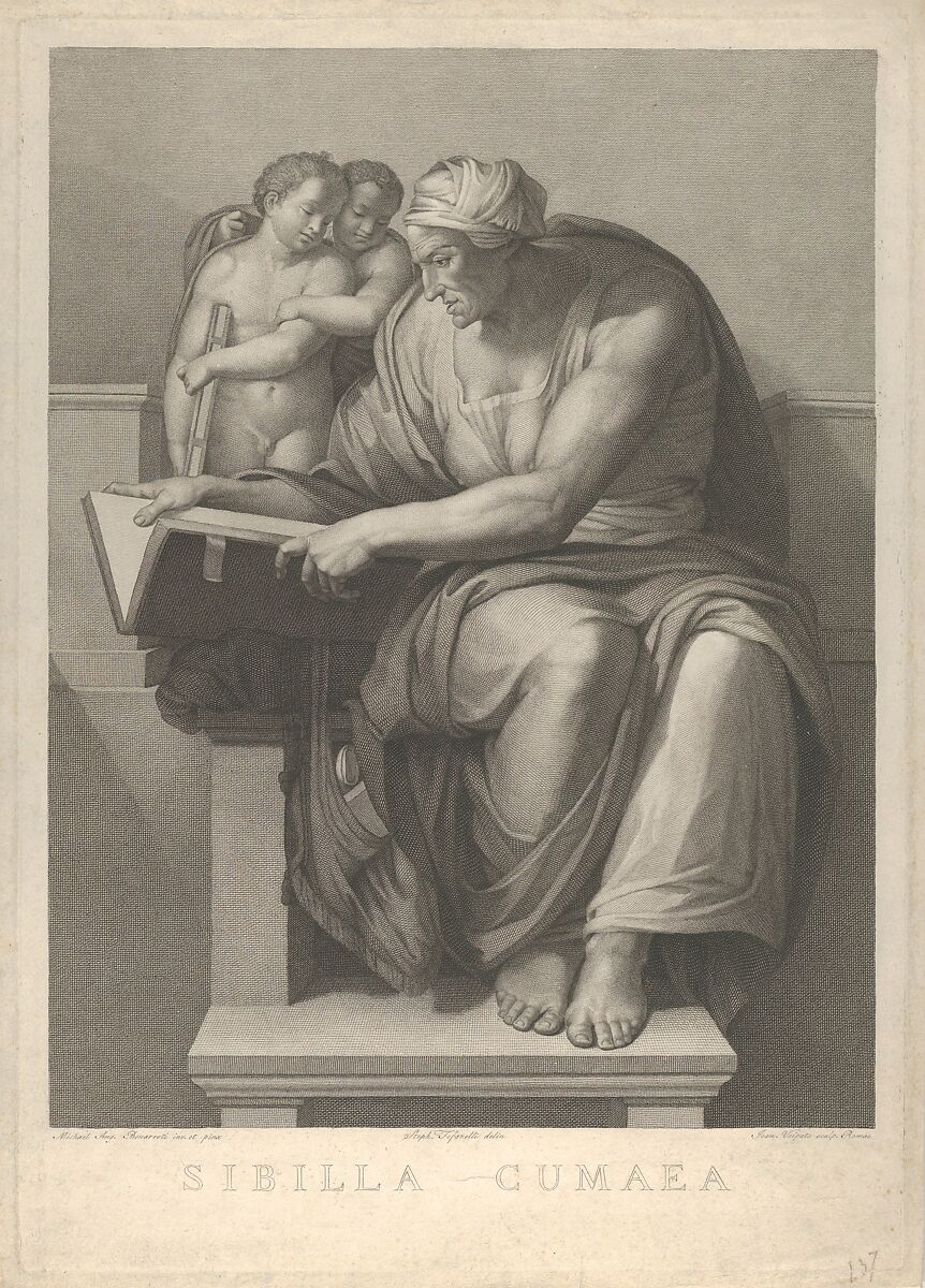 The Cumaean Sibyl after the fresco by Michelangelo in the Sistine Chapel, Giovanni Volpato (Italian, Bassano 1732–1803 Rome), Engraving 