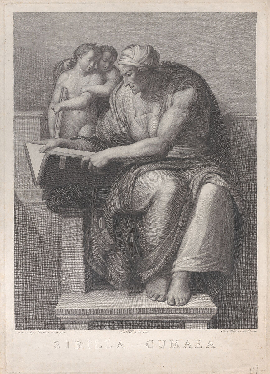 The Cumaean Sibyl after the fresco by Michelangelo in the Sistine Chapel, Giovanni Volpato (Italian, Bassano 1732–1803 Rome), Engraving