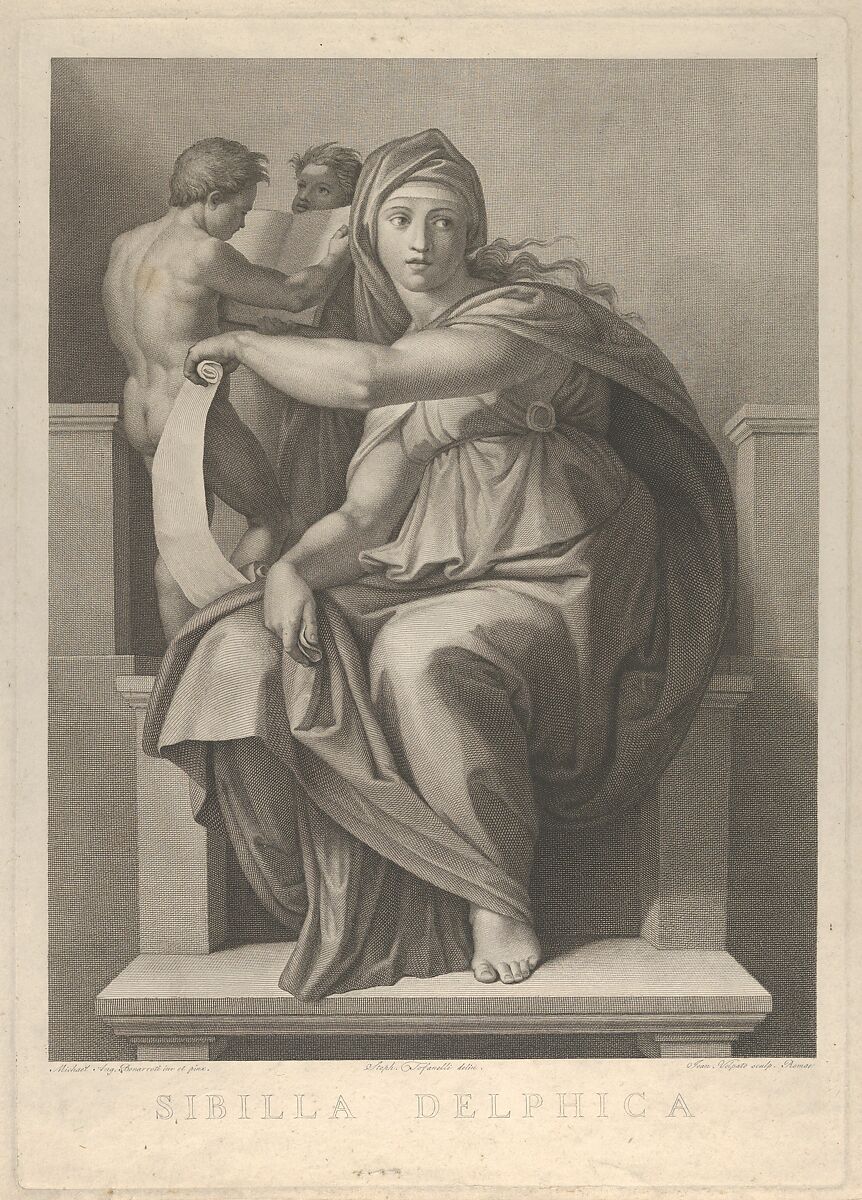 The Delphic Sibyl after the fresco by Michelangelo in the Sistine Chapel, Giovanni Volpato (Italian, Bassano 1732–1803 Rome), Engraving 