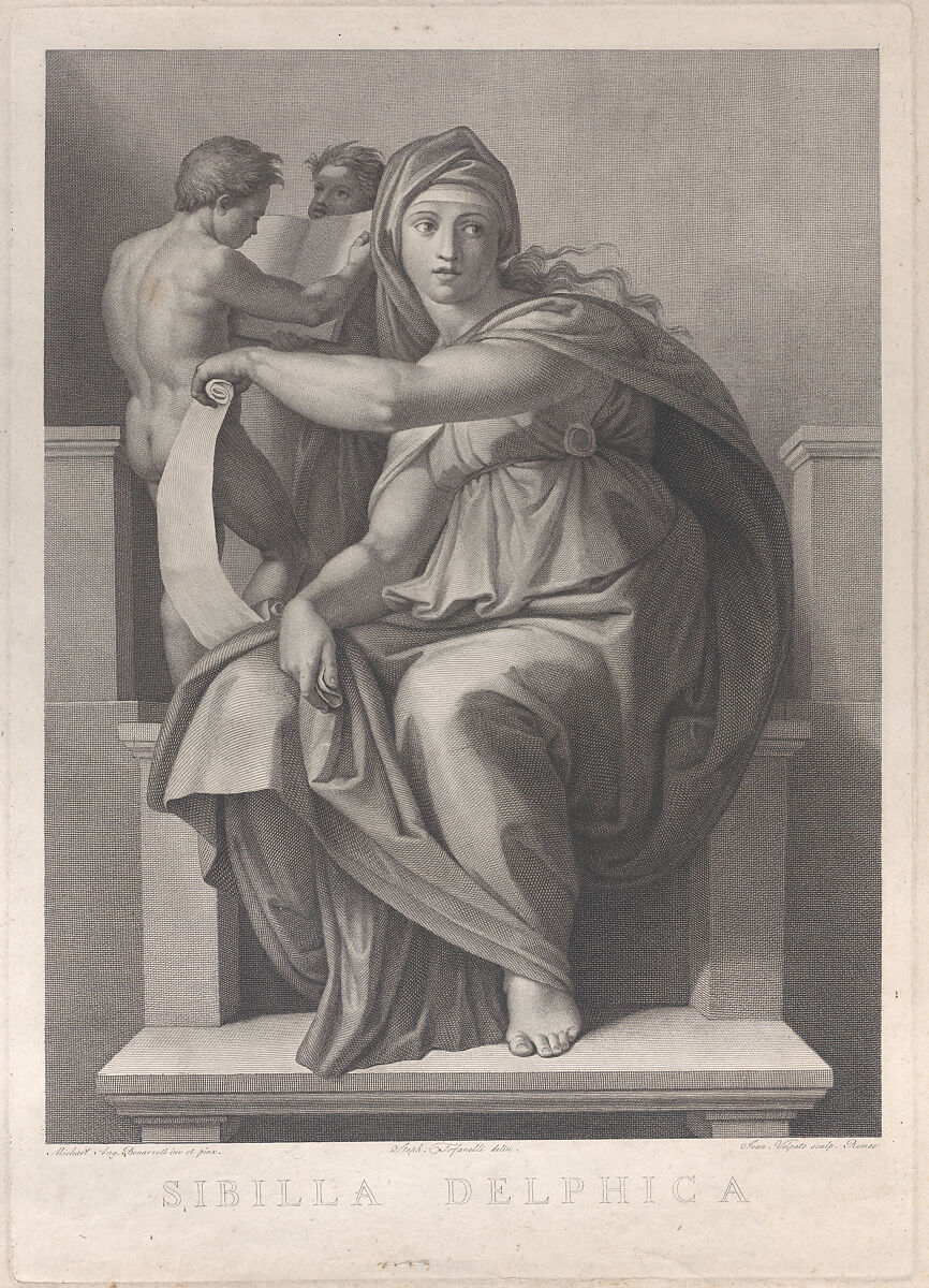 The Delphic Sibyl after the fresco by Michelangelo in the Sistine Chapel, Giovanni Volpato (Italian, Bassano 1732–1803 Rome), Engraving