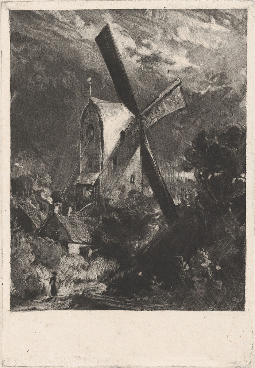 Mill Near Brighton, David Lucas (British, Geddington Chase, Northamptonshire 1802–1881 London), Mezzotint; proof before published state 