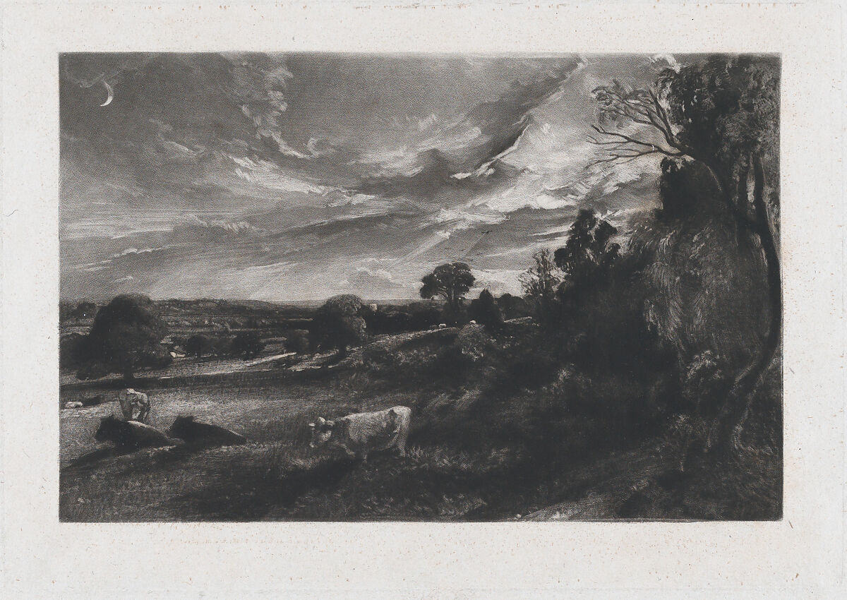 Summer Evening, David Lucas (British, Geddington Chase, Northamptonshire 1802–1881 London), Mezzotint; proof before published state 