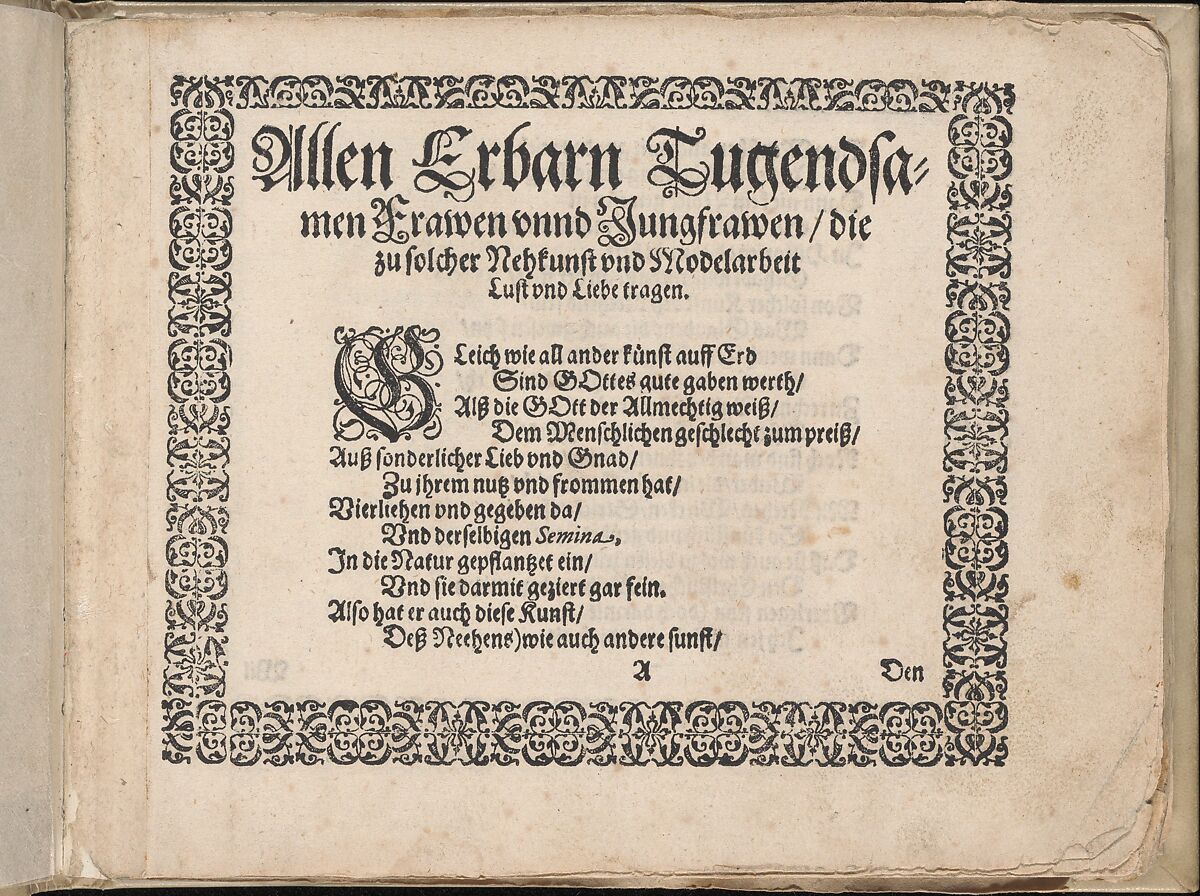 Schön Neues Modelbuch (Page 2 recto), Johann Sibmacher (German, active 1590–1611), Woodcut 