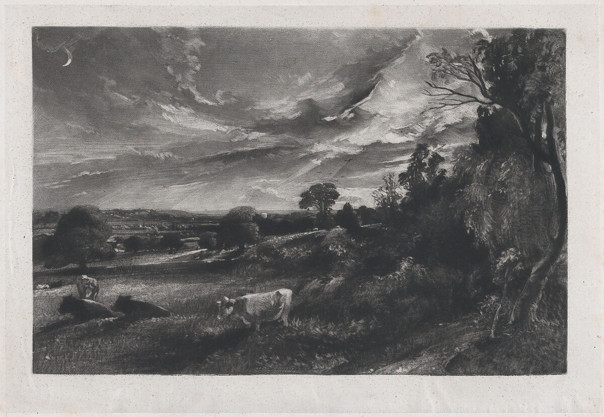 Summer Evening, David Lucas (British, Geddington Chase, Northamptonshire 1802–1881 London), Mezzotint on chine collé; proof before published state 