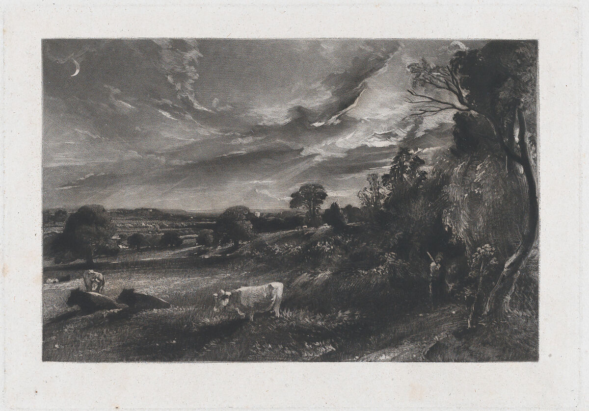 Summer Evening, David Lucas (British, Geddington Chase, Northamptonshire 1802–1881 London), Mezzotint; proof before published state 