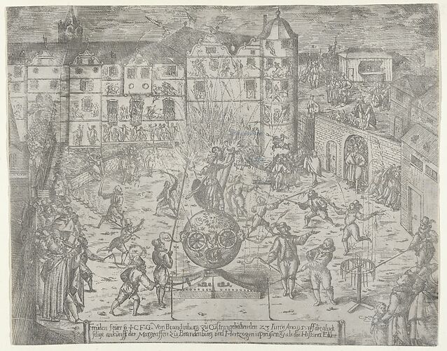 Fireworks on June 23, 1595, for the entry to Küstrin of the Margrave of Brandenburg and Duchess of Prussia