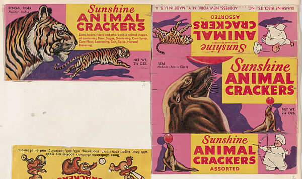 Bengal Tiger, collector card from the Animals series (D10), issued by Sunshine Biscuits, Inc. to promote their product, Animal Crackers, Issued by Sunshine Biscuits, Inc., Commercial color lithograph 