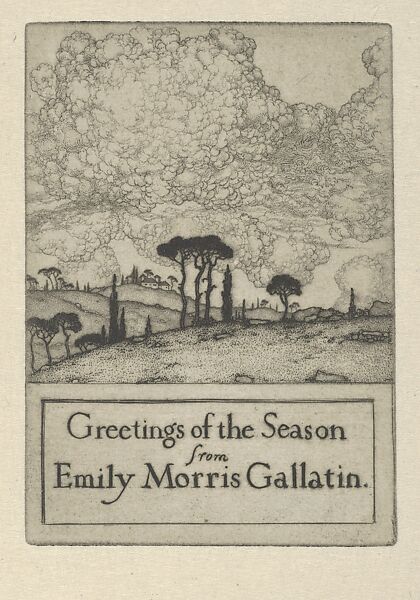 Greetings of the Season from Emily Morris Gallatin, Ernest Haskell (American, Woodstock, Connecticut 1876–1925 West Point, Maine), Etching and engraving 