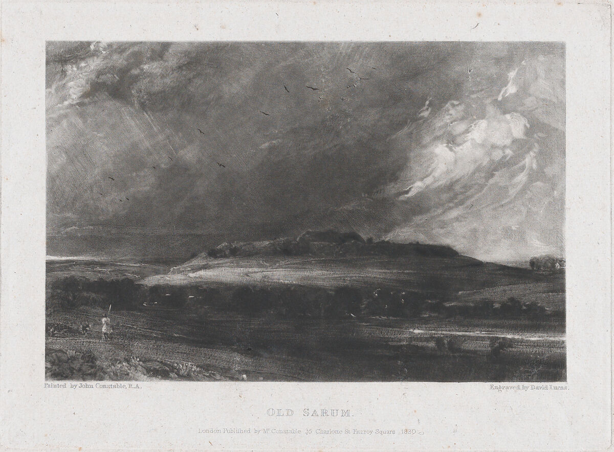 Old Sarum, David Lucas (British, Geddington Chase, Northamptonshire 1802–1881 London), Mezzotint; first state of two 
