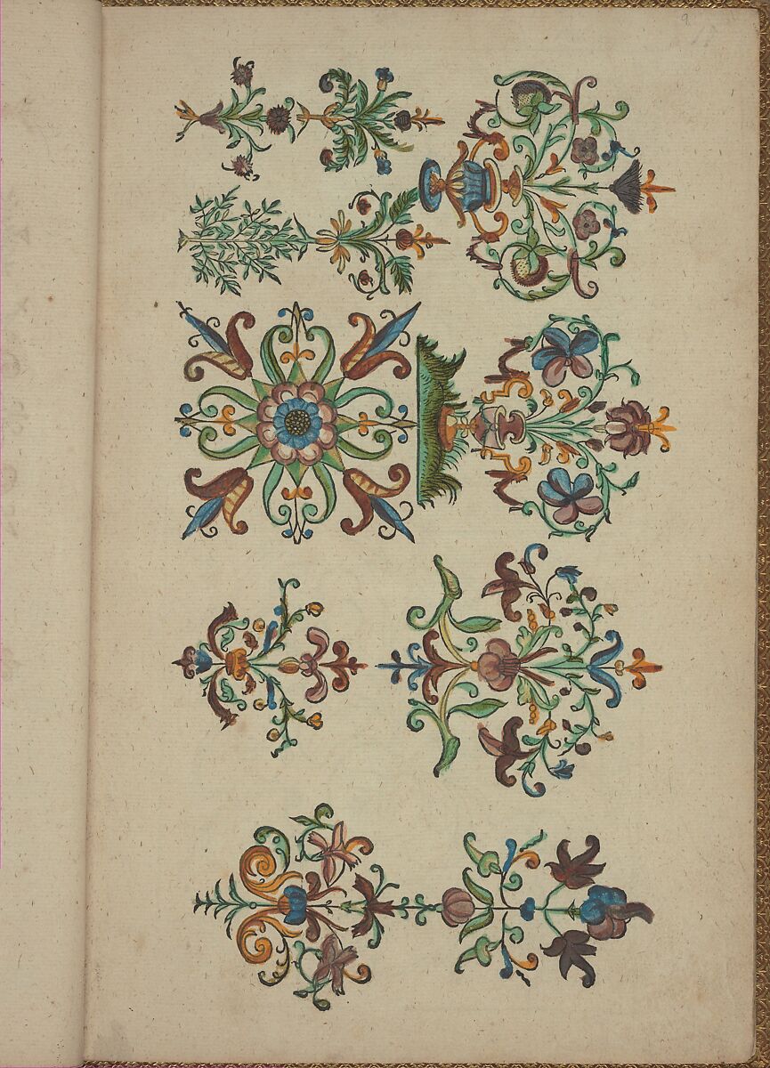 New Modelbüch (Page 9r), Andreas Bretschneider (German, Dresden ca. 1578–ca. 1640 Leipzig), Hand colored woodcut 