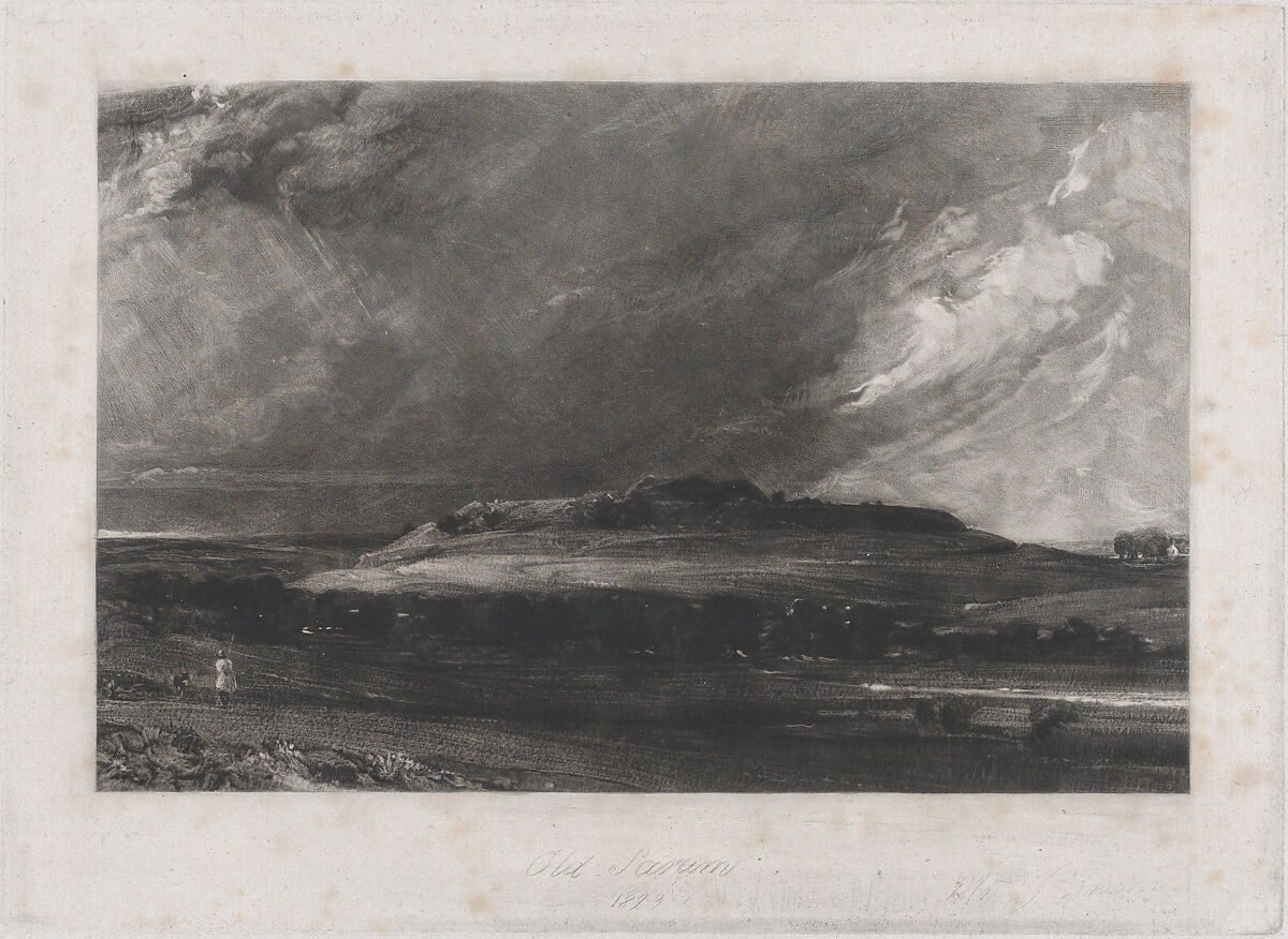 Old Sarum, David Lucas (British, Geddington Chase, Northamptonshire 1802–1881 London), Mezzotint with drypoint; proof before published state 