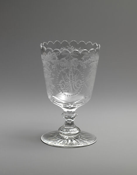 Spoon holder, Louis Friedrich Vaupel (1824–1930), Glass, cut and engraved, American 