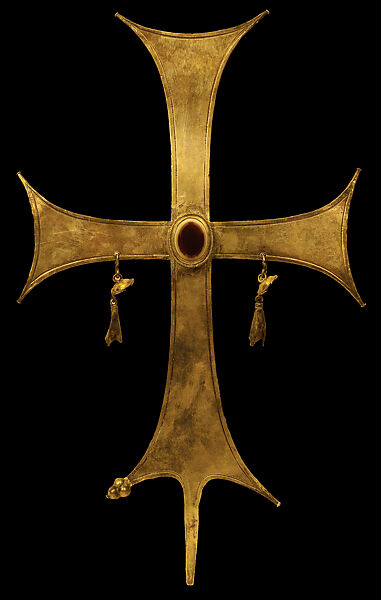 Processional or Altar Cross, Silver sheet and agate in gilded-silver mount, Armenian 