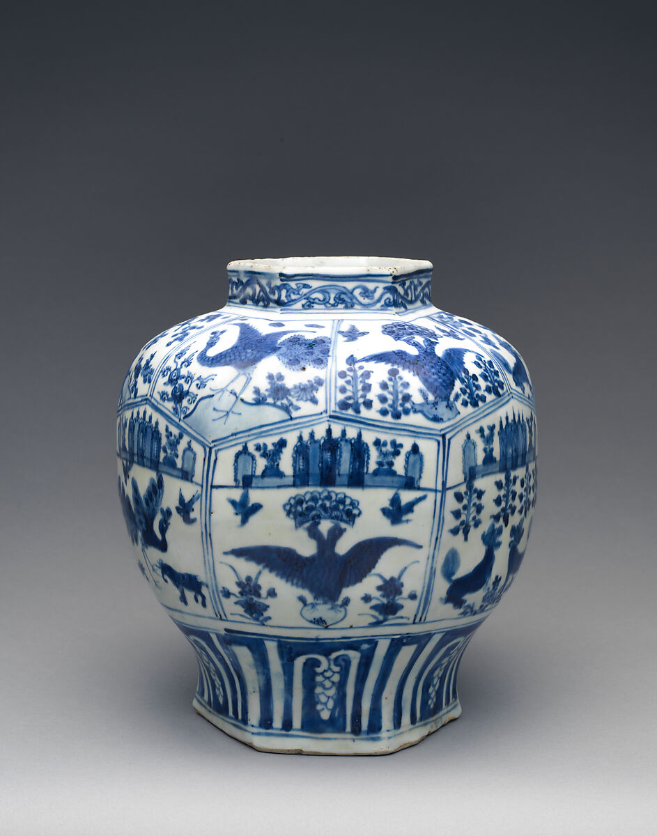 Jar with the emblem of the Order of Saint Augustine, Porcelain painted with cobalt blue under a transparent glaze, Chinese, made for export 