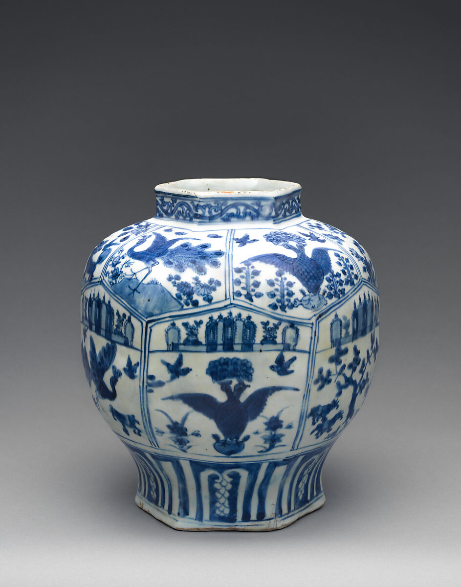Jar with the emblem of the Order of Saint Augustine, Porcelain painted with cobalt blue under a transparent glaze, Chinese, made for export