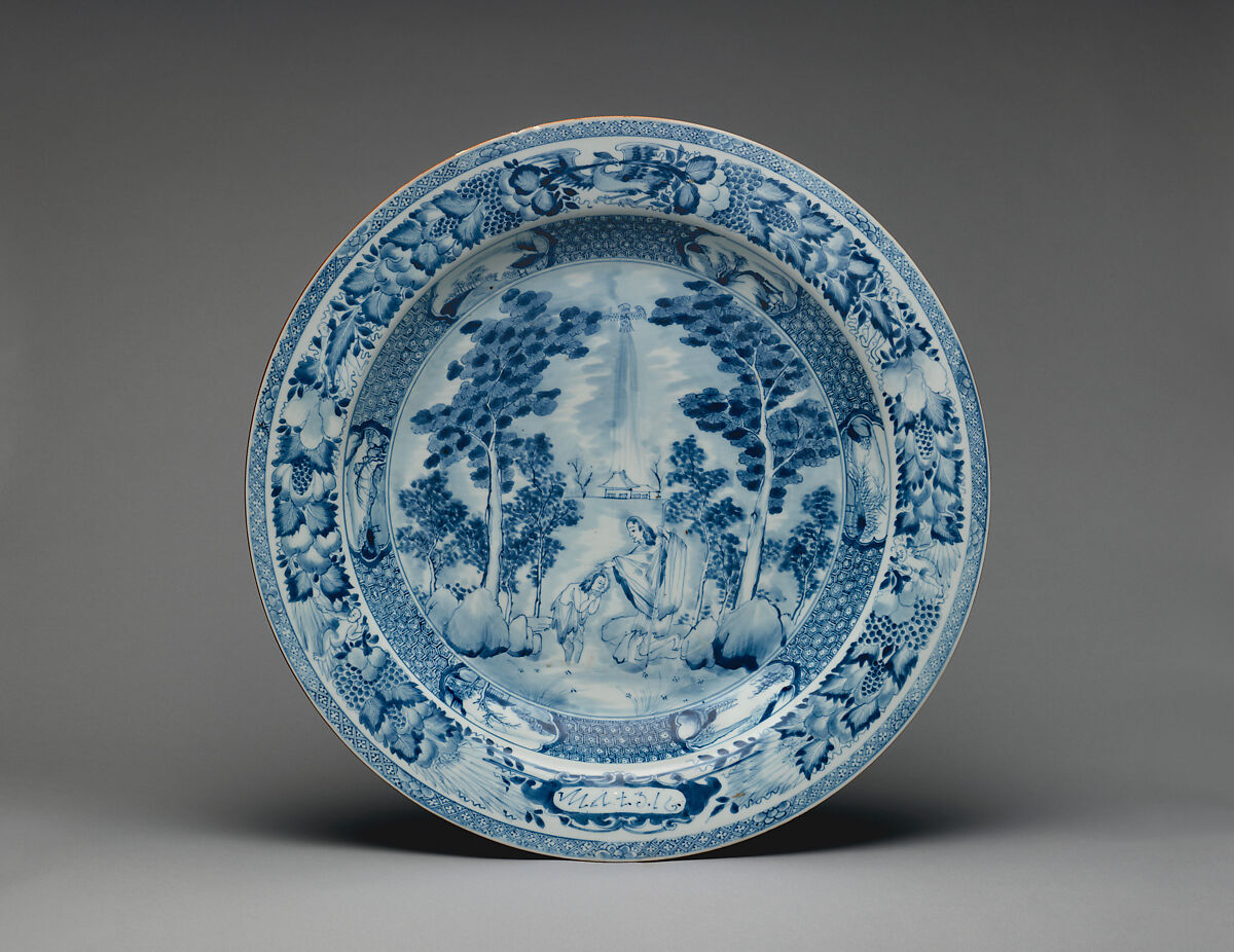 Dish with John the Baptist, Porcelain painted with cobalt blue under a transparent glaze, Chinese, made for export 