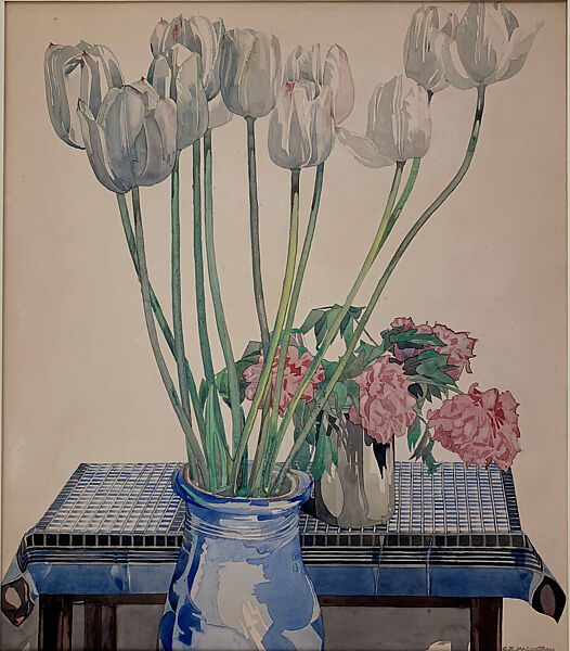 White Tulips, Charles Rennie Mackintosh (British, Glasgow, Scotland 1868–1928 London), Watercolor and graphite on paper, British 