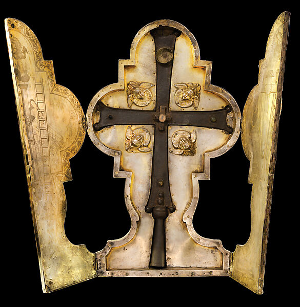 Cross of King Ashot II Yerkat (the Iron) and Case, Cross: Iron, colored stones, and glass; case: silver cover wood, Byzantine and Armenian 