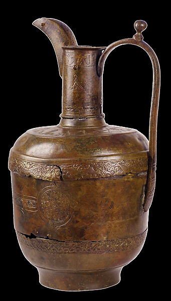 Ewer, Copper-alloy sheet; incised; traces of gilding, Armenian 