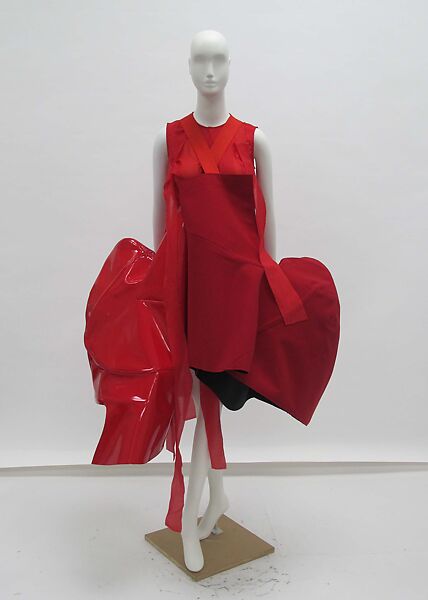Ensemble, Comme des Garçons (Japanese, founded 1969), (a) wool, nylon, polyester, cotton (b) plastic (polyurethane), polyester, cotton (c) polyester, cotton, (d, e) cotton, synthetic fiber, and (e, f) plastic (polyvinyl chloride), Japanese