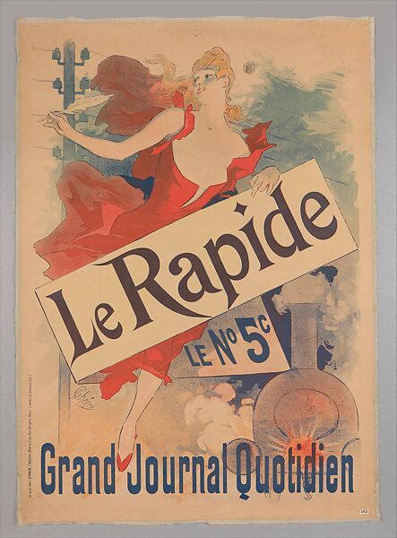 Le Rapide, le n° 5 c. Grand journal quotidien, Jules Chéret (French, Paris 1836–1932 Nice), Lithograph 