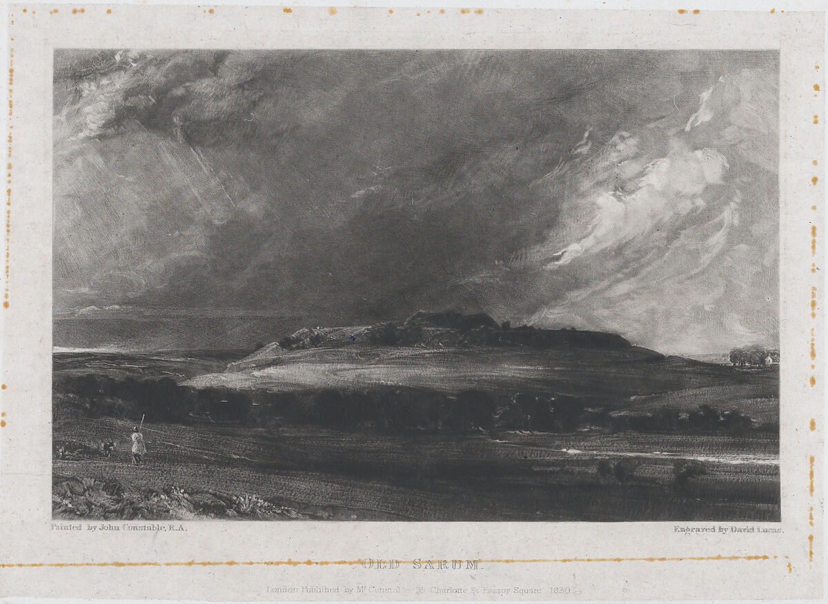 Old Sarum, David Lucas (British, Geddington Chase, Northamptonshire 1802–1881 London), Mezzotint; first state of two 