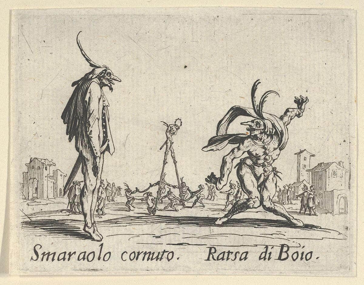 Smaraolo cornuto - Rarsa di Boio, from "Balli di Sfessania" (Dance of Sfessania), Jacques Callot (French, Nancy 1592–1635 Nancy), Etching 