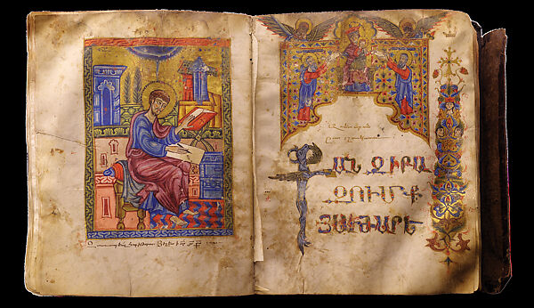 Gospel Book with Portraits of Esayi Nchetsi and Nerses Mshetsi, Toros Taronatsi (Armenian, 1276–ca. 1346), Ink, pigments, and gold on parchment; 286 folios, Armenian 