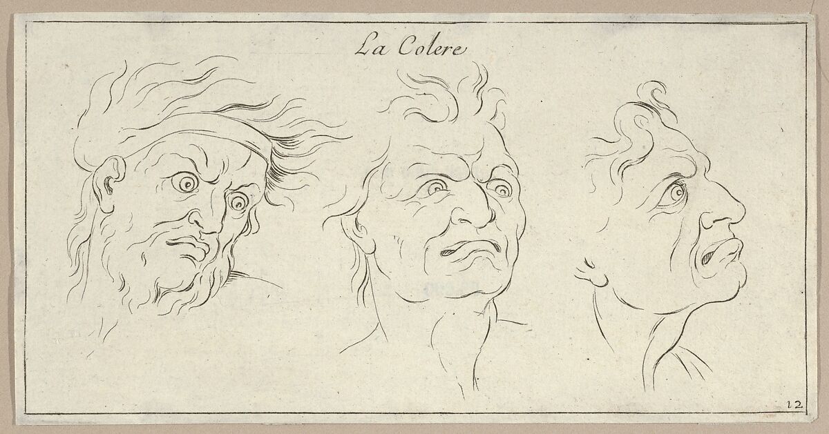 Le Colère (from Caractères des passions, gravés sur les desseins de l'illustre Monsieur le Brun), Sébastien Le Clerc, le Jeune (French, Paris 1676–1763 Gobelins), Etching 