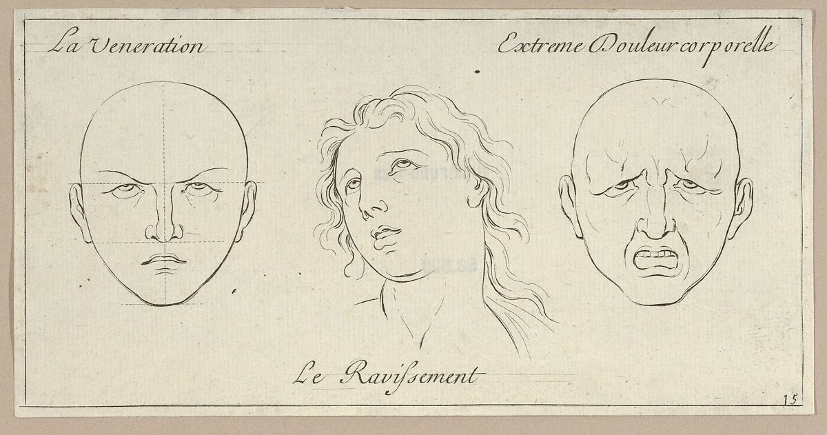 La Veneration, Le Ravissement, Extrême Douleur corporelle (from Caractères des passions, gravés sur les desseins de l'illustre Monsieur le Brun), Sébastien Le Clerc, le Jeune (French, Paris 1676–1763 Gobelins), Etching 