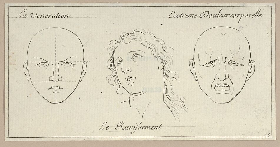 La Veneration, Le Ravissement, Extrême Douleur corporelle (from Caractères des passions, gravés sur les desseins de l'illustre Monsieur le Brun)