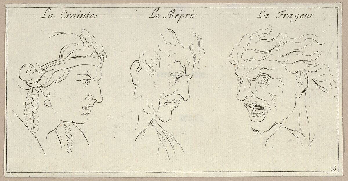 Le Crainte, Le Mépris, La Frayeur (from Caractères des passions, gravés sur les desseins de l'illustre Monsieur le Brun), Sébastien Le Clerc, le Jeune (French, Paris 1676–1763 Gobelins), Etching 