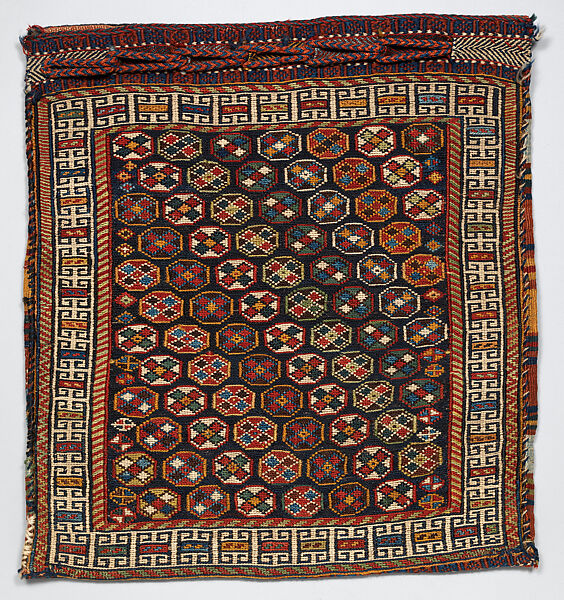 Half of Double Saddle Bag (Khorjin), Wool and cotton; sumak brocaded (front), tapestry weave (back) 