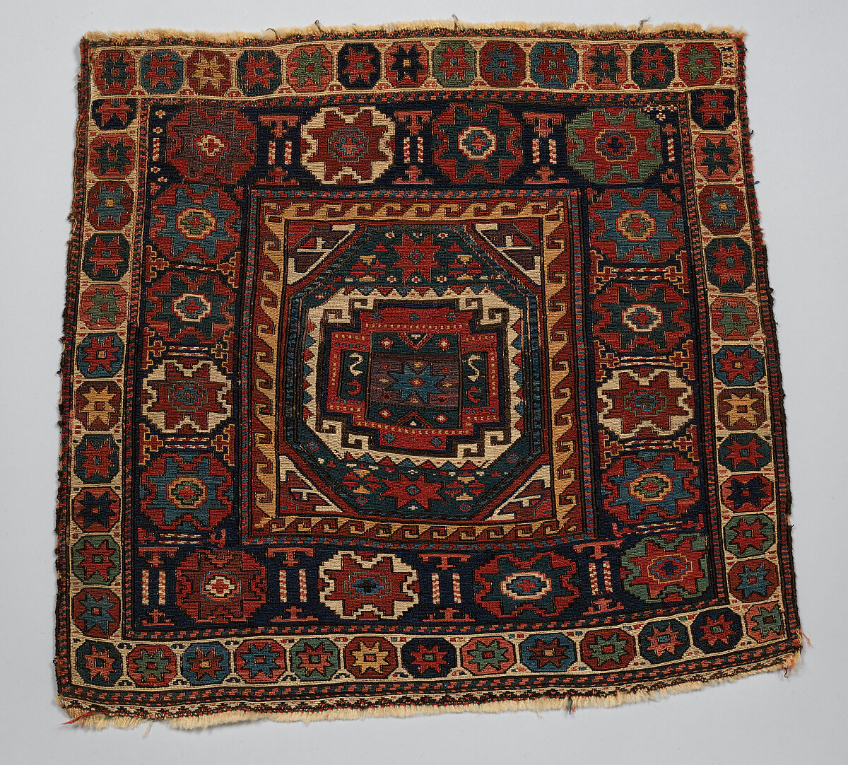 Face of Half a Double Saddle Bag (Khorjin), Wool (warp, ground weft, and sumak weft); sumak extra-weft wrapping with twining in alternating colors 