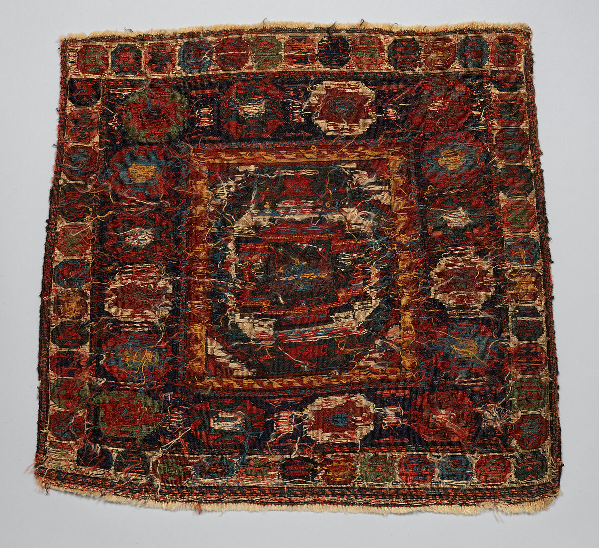 Face of Half a Double Saddle Bag (Khorjin), Wool (warp, ground weft, and sumak weft); sumak extra-weft wrapping with twining in alternating colors