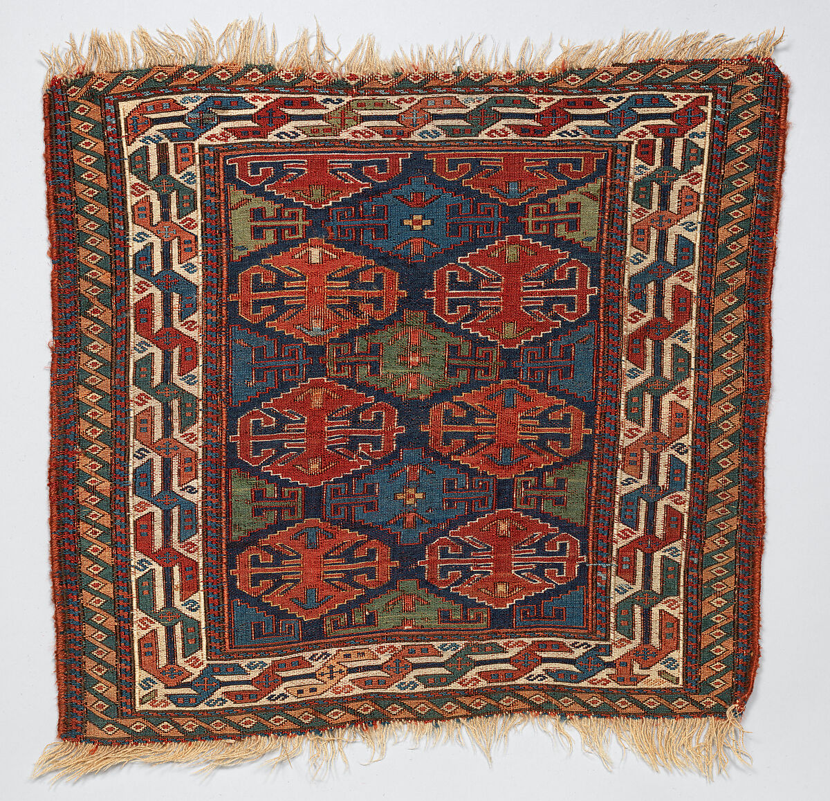 Face from Half of Double Saddle Bag (Khorjin), Wool; sumak brocaded 