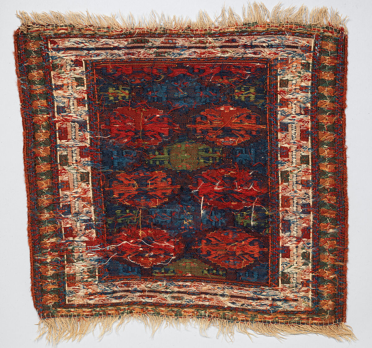 Face from Half of Double Saddle Bag (Khorjin), Wool; sumak brocaded