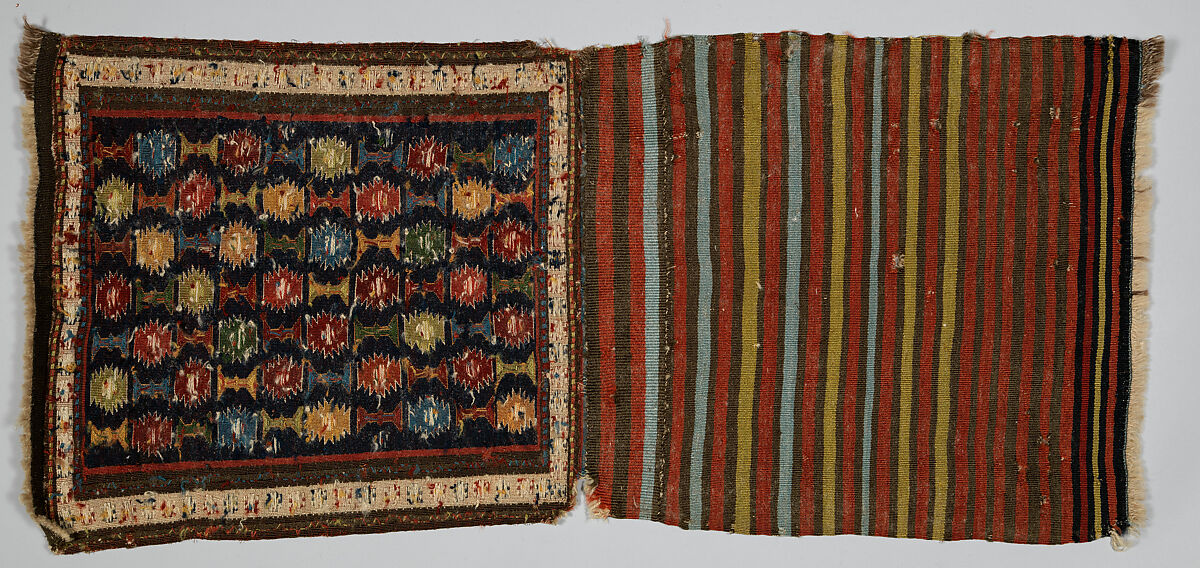 Face from Half of Double Saddle Bag (Khorjin), Wool; sumak brocaded