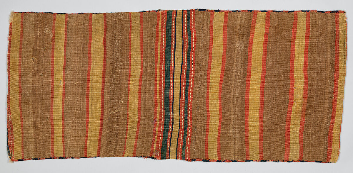 Double Saddle Bag (Khorjin), Wool (warp, ground weft, and sumak weft) and goat(?) hair (black braided loop); sumak extra-weft wrapping and slit tapestry (kilim) weave (front); weft-faced plain weave with pattern in supplementary continuous weft and braided loop closures (back)