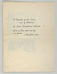 A Parable of Art Critics and of Collectors by Hans Christistian (sic) Andersen which we copied out for our friends. New Years 1927, William M. Ivins Jr. (American, 1878–1964), Lithographs and color lithographs