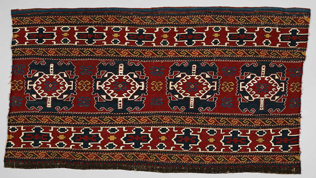 Bedding Bag Side Panel, Wool and cotton; sumak brocaded, tapestry weave 