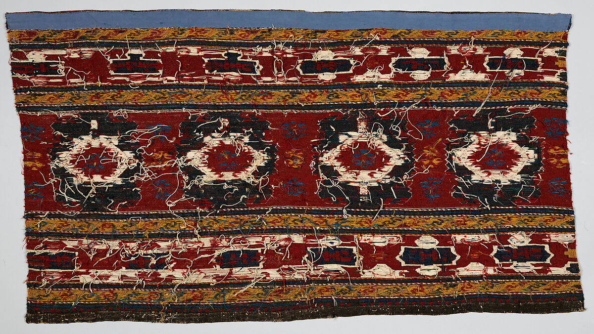 Bedding Bag Side Panel, Wool and cotton; sumak brocaded, tapestry weave
