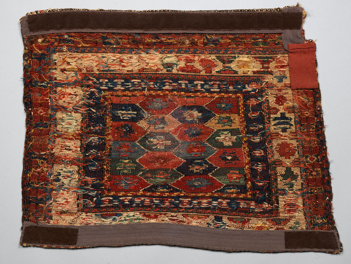 Face from Half of Double Saddle Bag (Khorjin), Wool; sumak brocaded, pile weave, symmetrically knotted pile